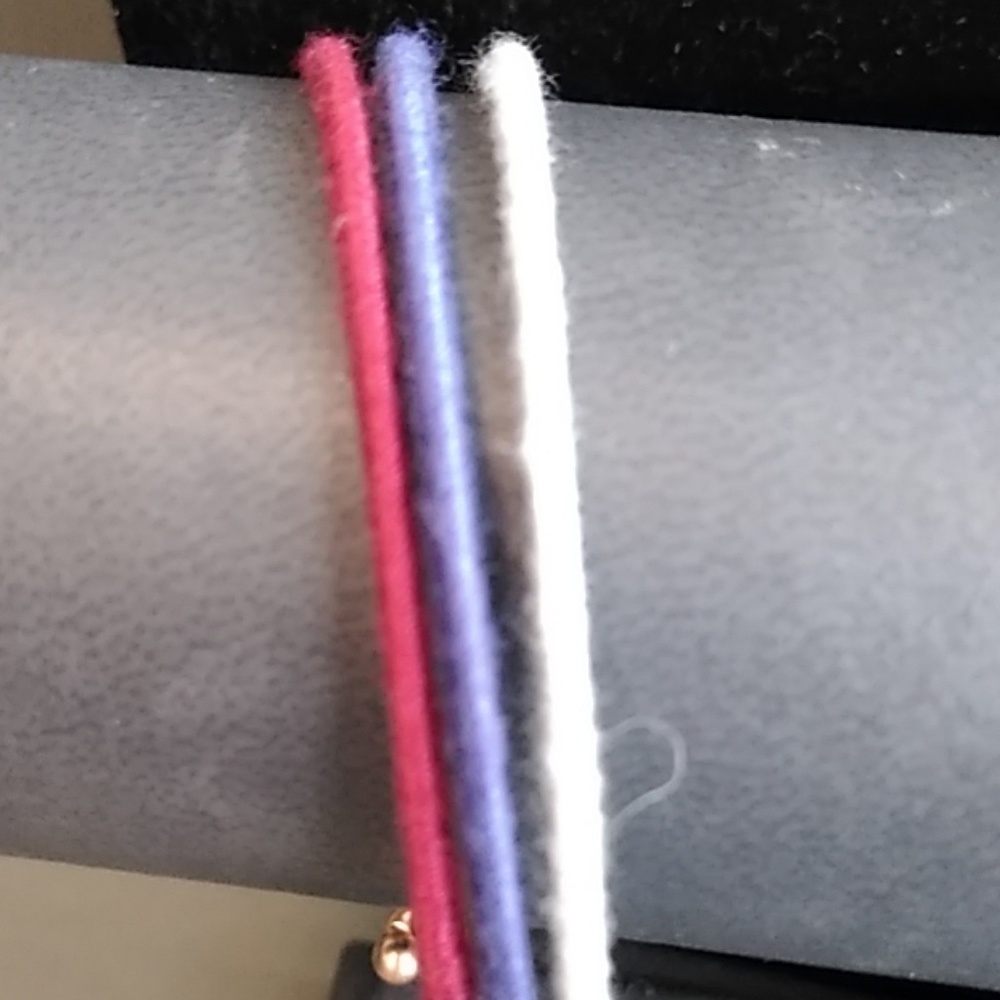 Set of 3 silk wrapped metal bracelets
